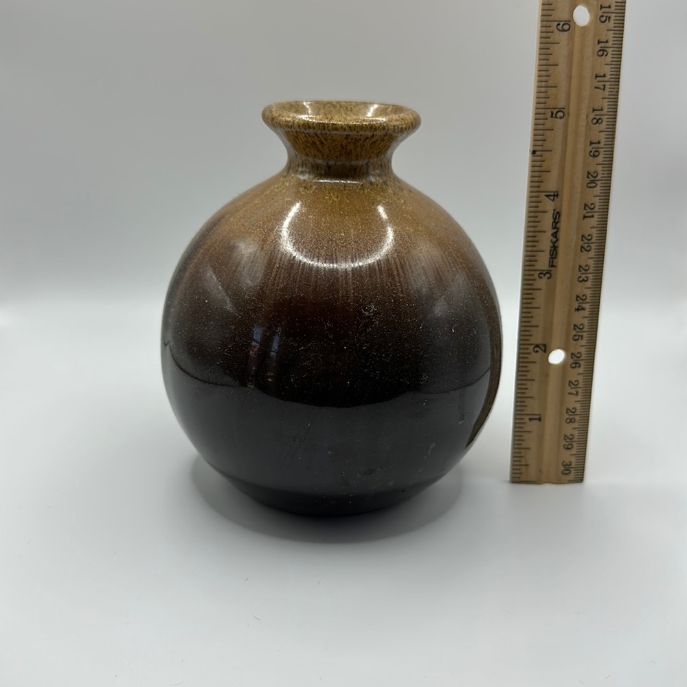Vintage Pottery Vase Brown, Tan, Boho Decor